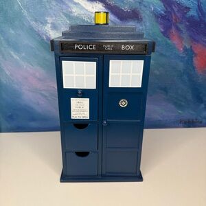 Doctor Who Tardis Jewelry Box 2009 BBC Police Box Trinket Storage Organizer Dr.